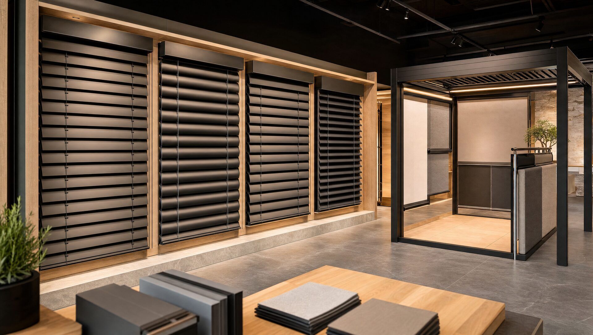 Showroom tienenia ZATIEN s ukážkami žalúzií a roliet