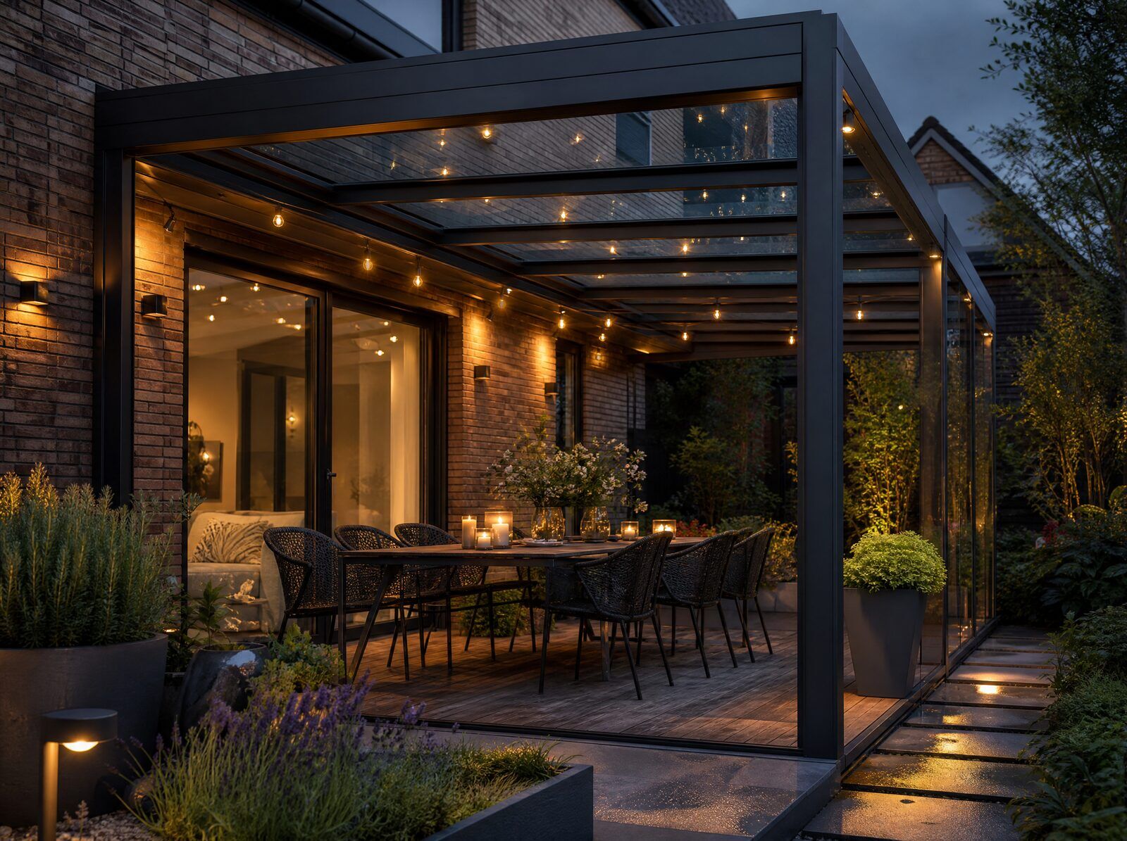 Pergola TIRA s pevnou presklenou strechou