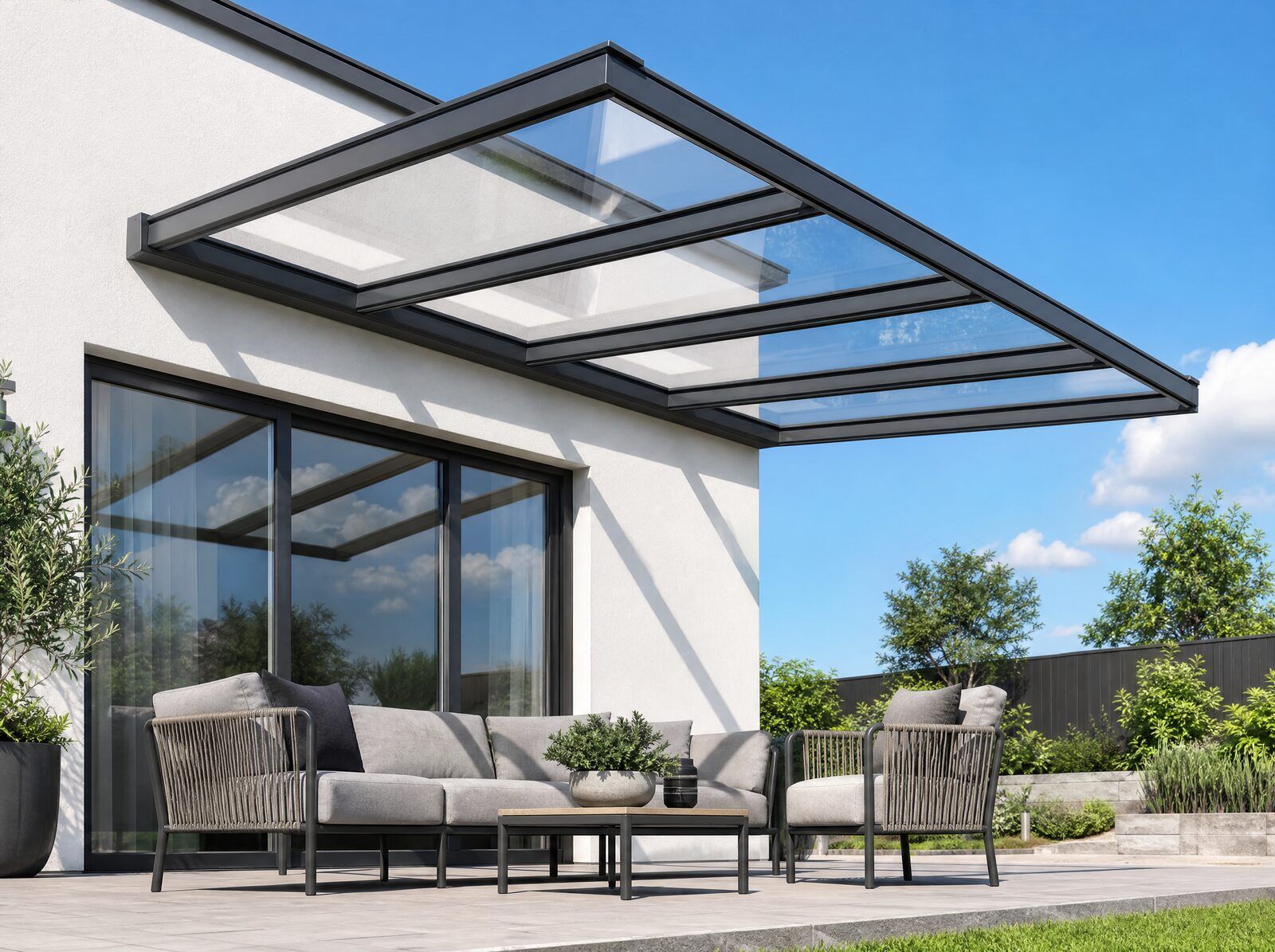 Pergola VERDI GLASS s presklenou strechou z bezpečnostného skla